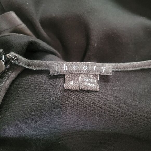 Theory Leilana Knit and Goat Leather Dress Size 4 - Picture 6 of 7